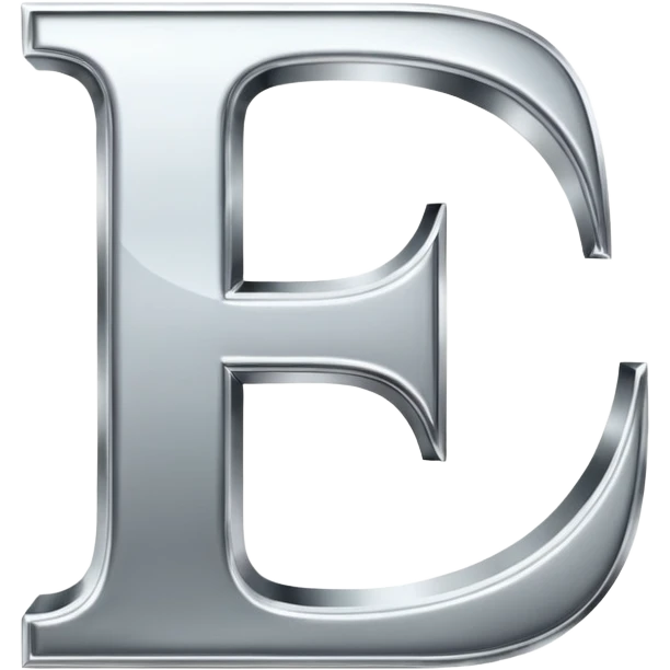 A metallic letter E fancy faunt emoji