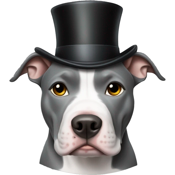 Grey pitbull in a top hat  emoji