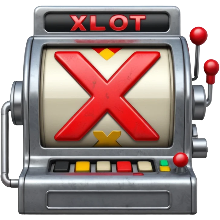 Slot machine with giant red X across the machine emoji
