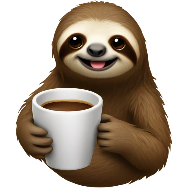 Sloth with a coffee emoji