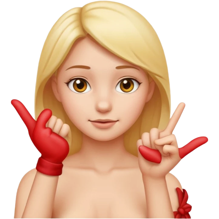 girl naked making the exact pinching-hand gesture from the emoji, fingers close together, clear and accurate hand pose emoji