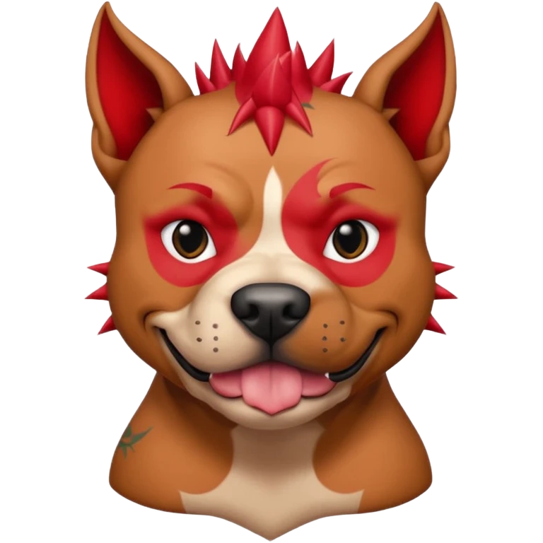 very tattoed face pitbull dog with red spiky hair emoji