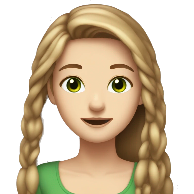 girl light brown hair green eyes long hair no braids happy emoji