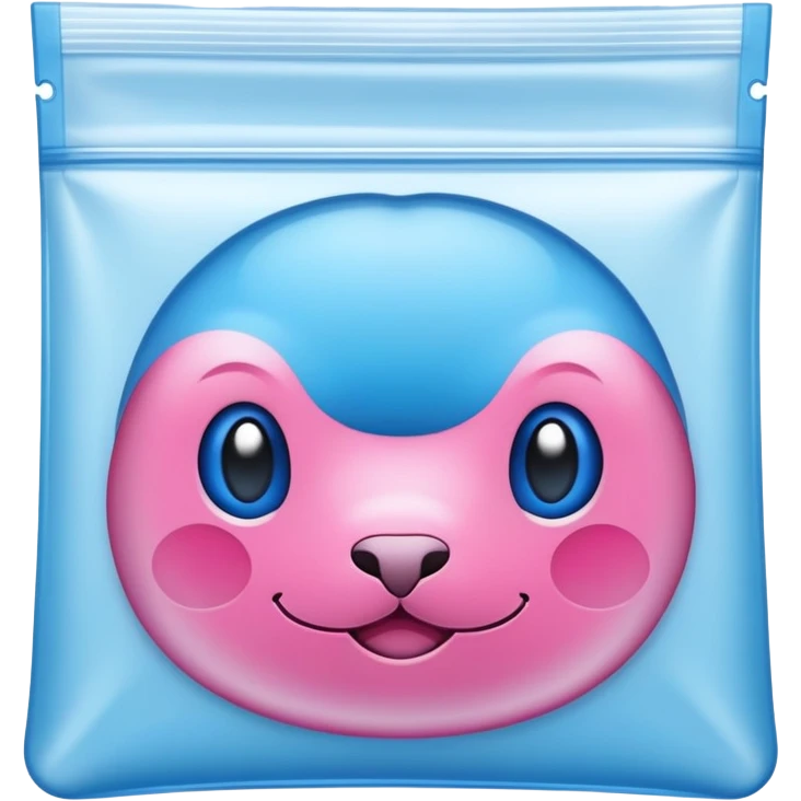 ziplock bag with blue and pink seal, empty emoji