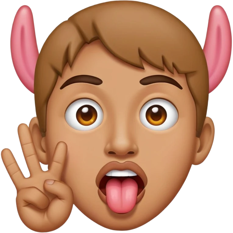 Tongue out with squeezed eyes emoji with two peace signs  emoji