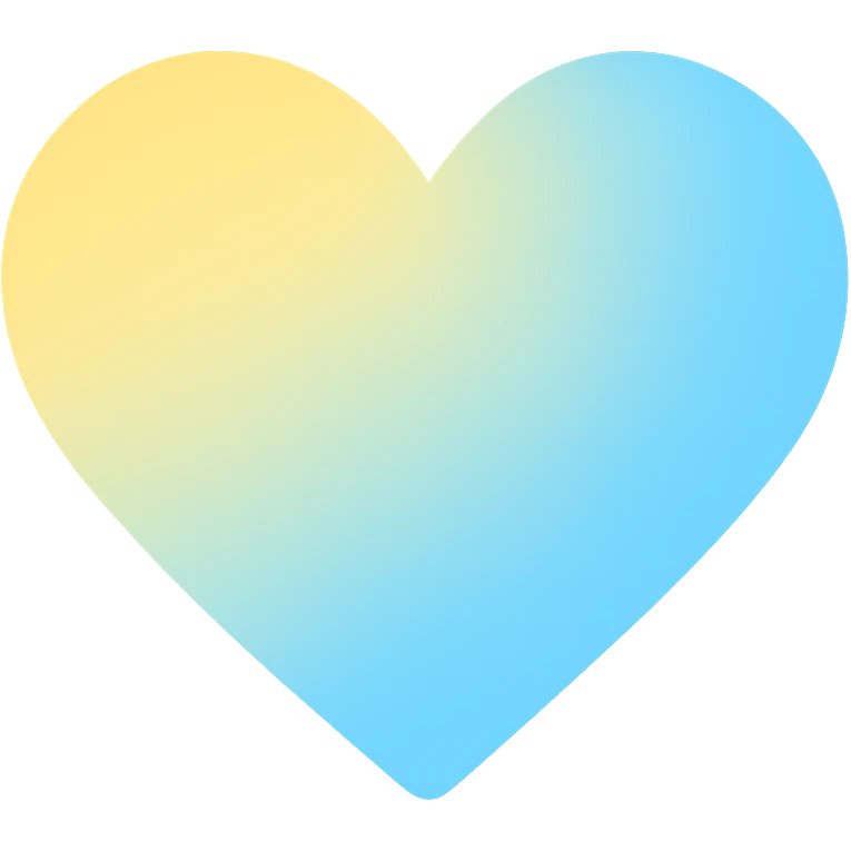 soft gradient heart in yellow and blue tones, transparent background emoji