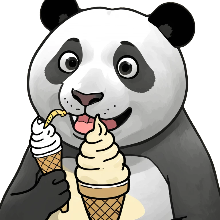 Panda eating ice cream emoji