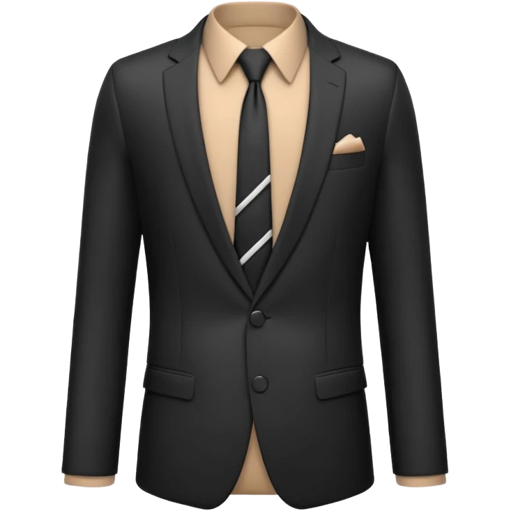 A 3D cartoon formal suit with jacket, shirt, and tie displayed neatly, smooth folds, studio lighting, Memoji-style rendering. emoji