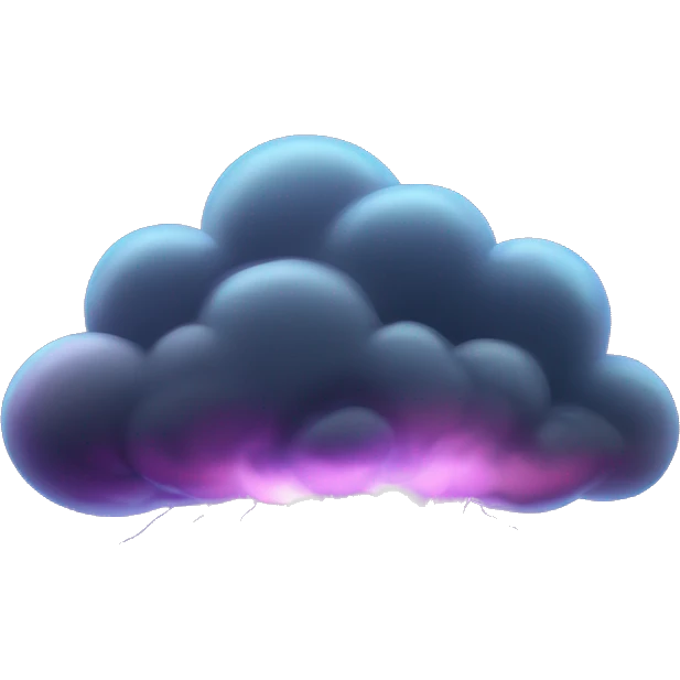 Dark iridescent cloud glowing with lightning bolts emoji
