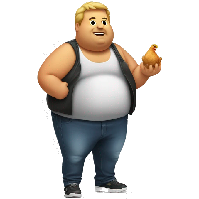 fat bloated guy with chicken wings bucket emoji