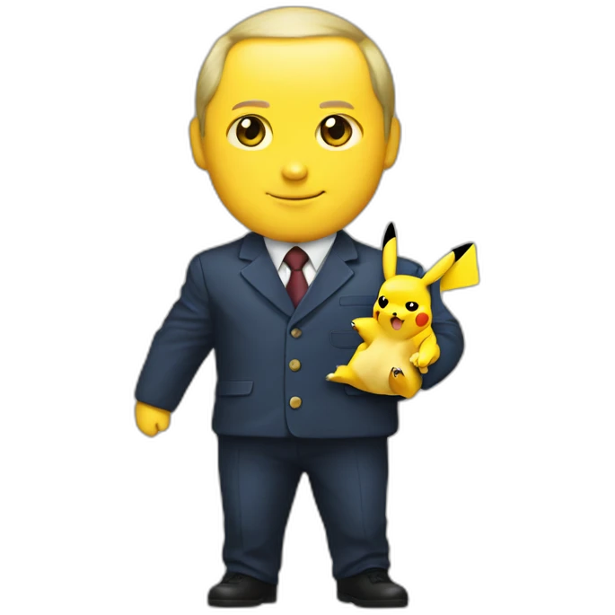 Putin holding a pikachu emoji