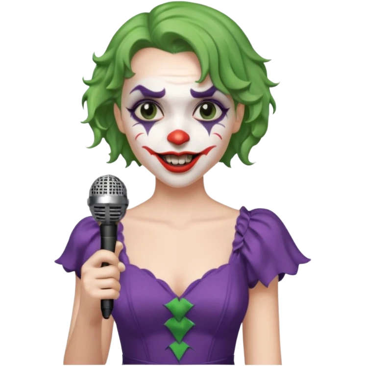 joker with dress, microphone, singing emoji