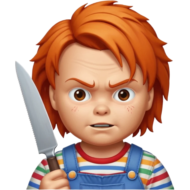 Un emojin de chuky effrayant avec un couteau à la main  emoji