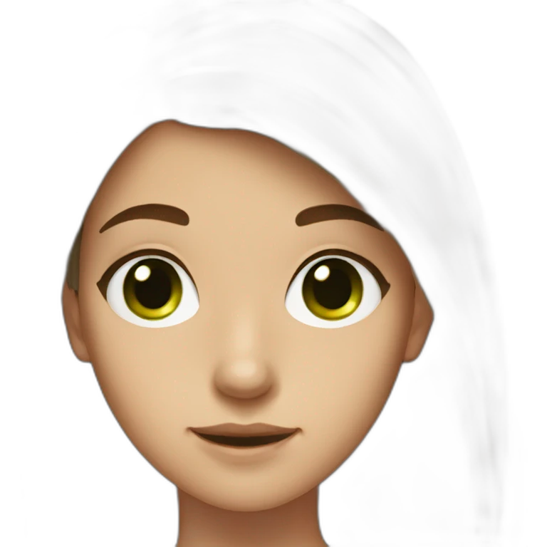 Teenager Girl hair brown and white green eyes  emoji