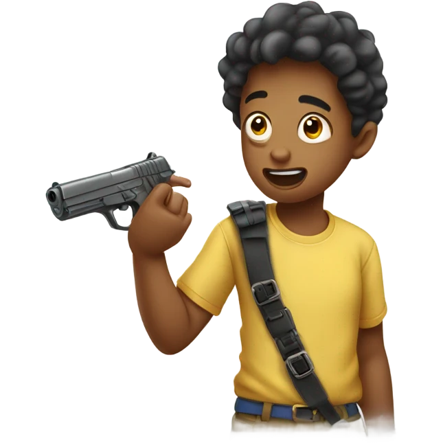boy with finger gun in mouth shirt emoji