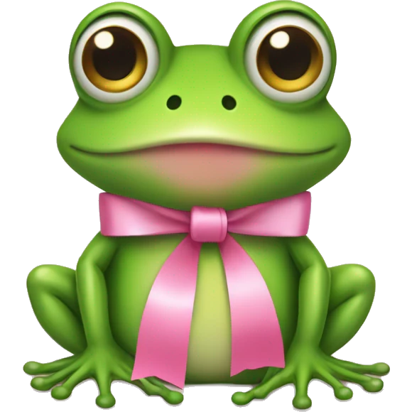frog wearing pink ribbon bow emoji