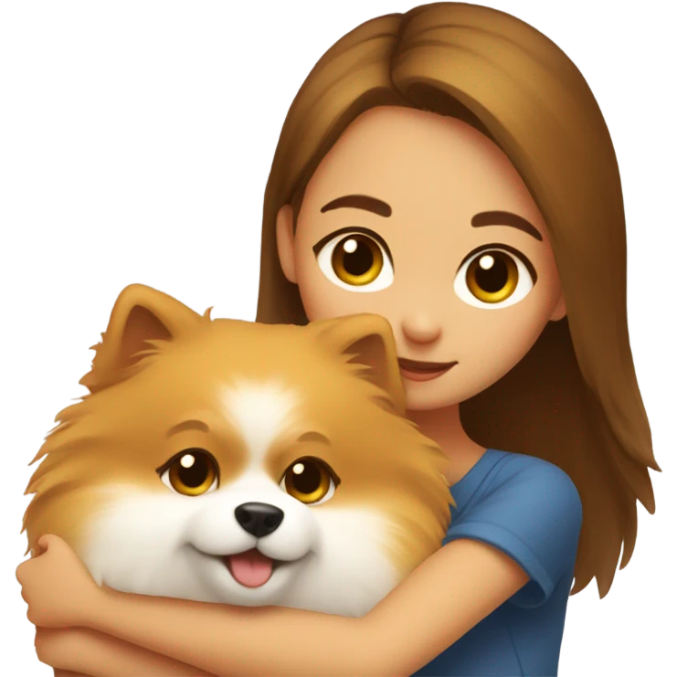 Pomeranian hugging cute girl emoji