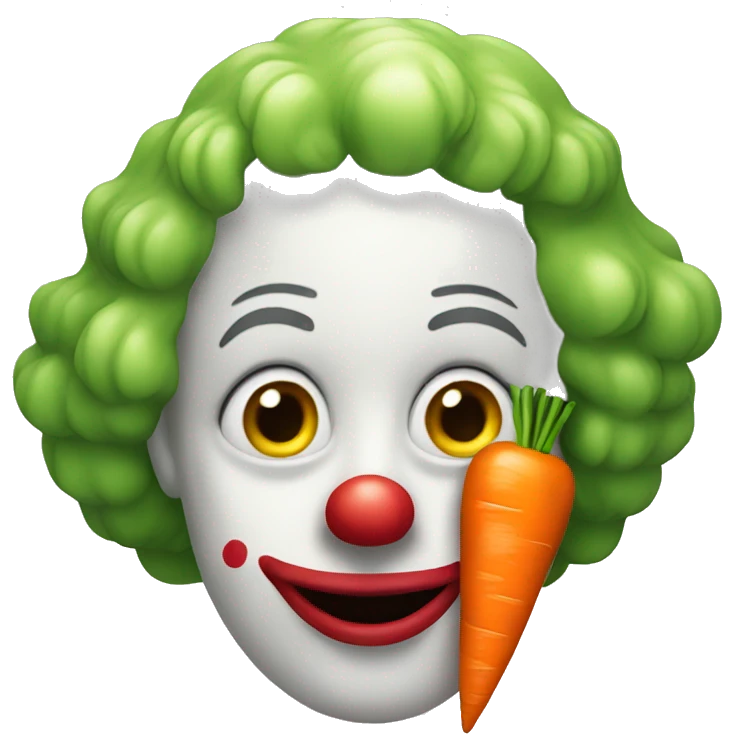 Clown with a carrot in the mouth emoji