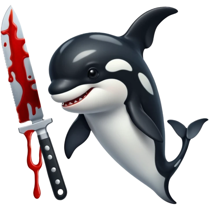 orca holding a bloody knife emoji