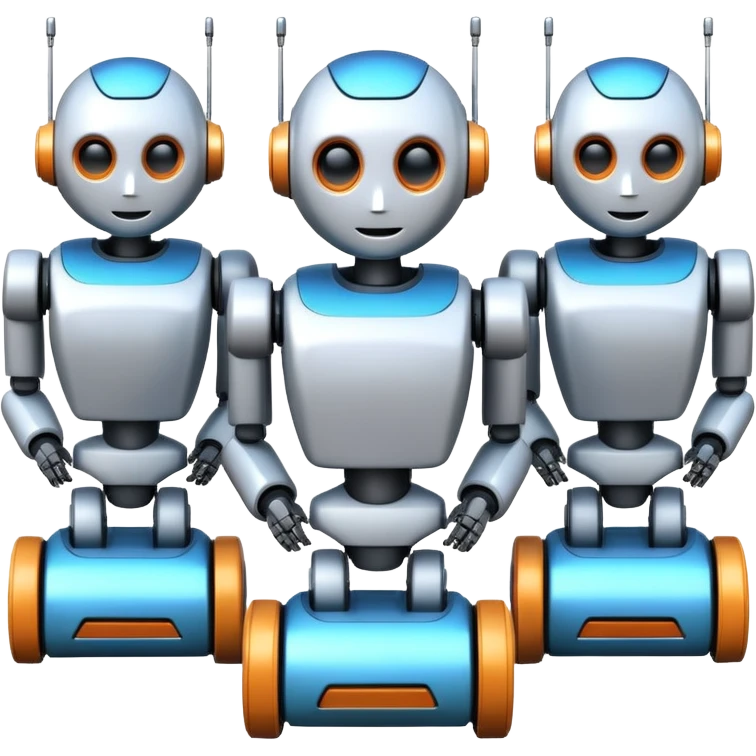 create a realistic emoji showing logistic robots and KI emoji