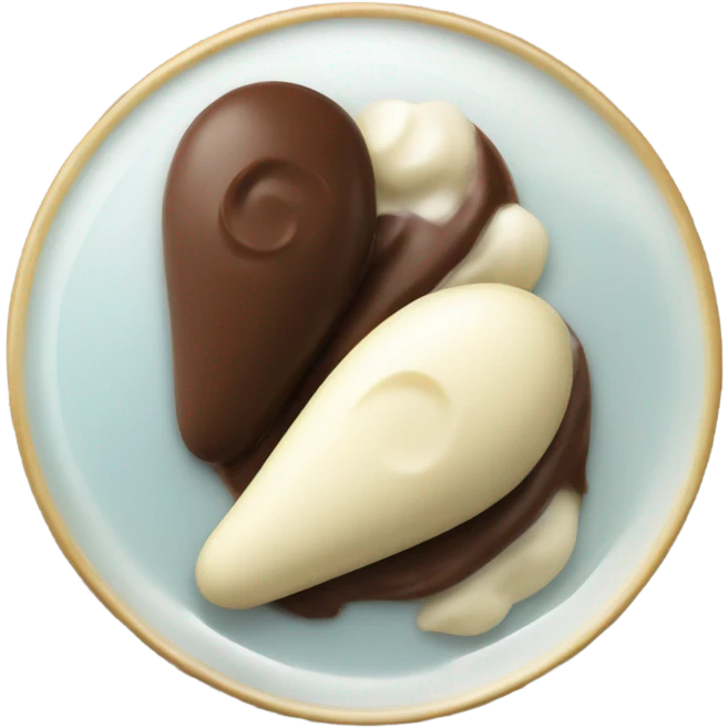Chocolate and vanilla quenelle on glass plateemoji emoji