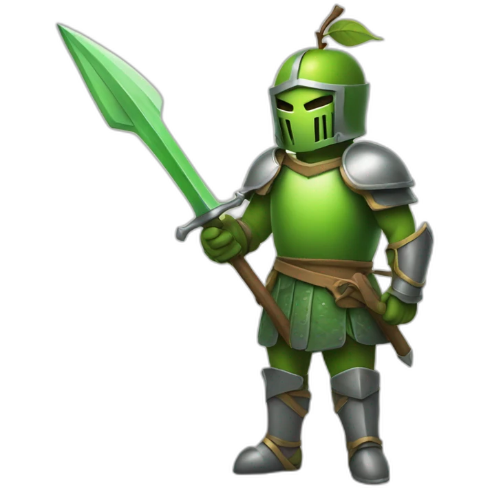green apple knight with a spear in hand emoji