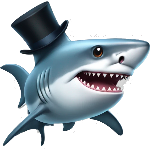 Shark with a top hat emoji