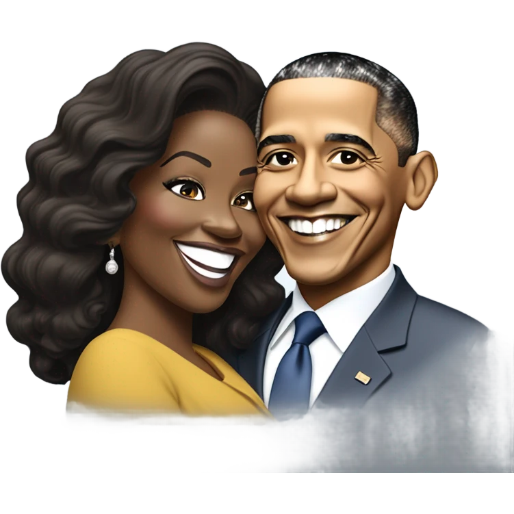Barack Obama kissing Oprah  emoji