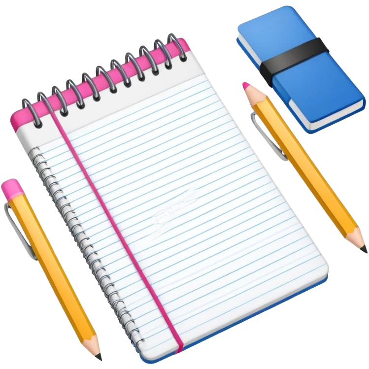 School stationery set with pencils, notebooks, ruler, and eraser emoji