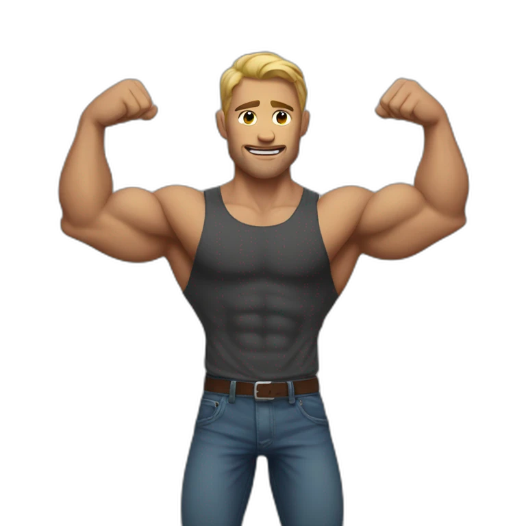 muscular man with one skinny arm and one muscular arm emoji
