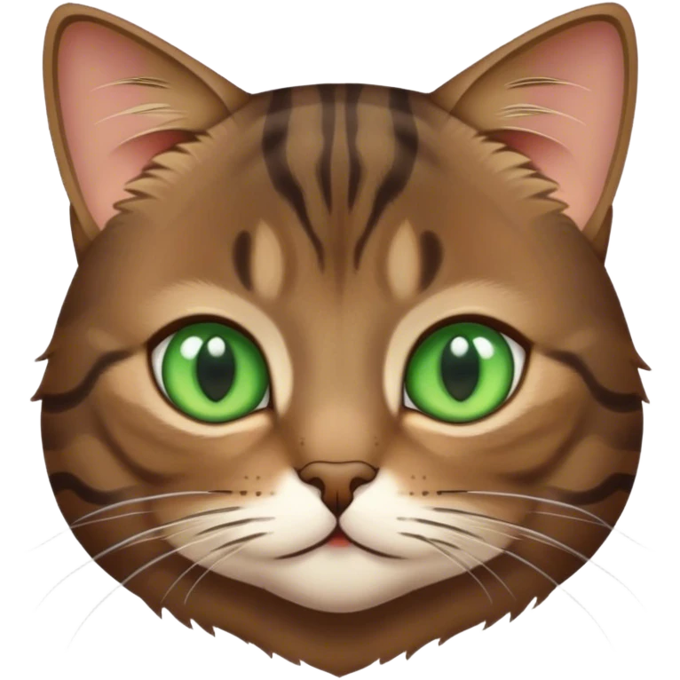Dark brown tabby cat green eyes pretty face boy 2 years old  emoji