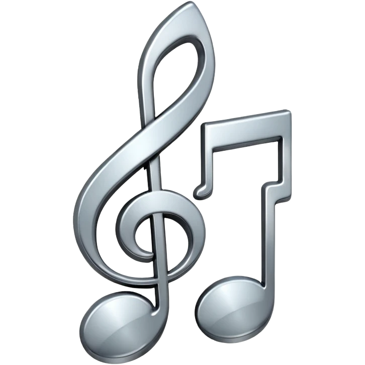 music note with a chromic metal texture, no gold emoji