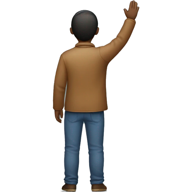 A person with their back turned and one hand raised. emoji