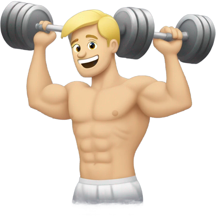 Blonde Caucasian man working out with weights emoji