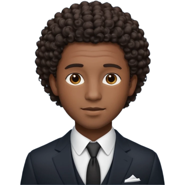 curly-haired black man in a suit emoji