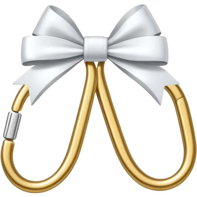 one gold paper clip with a white bow in the middle emoji