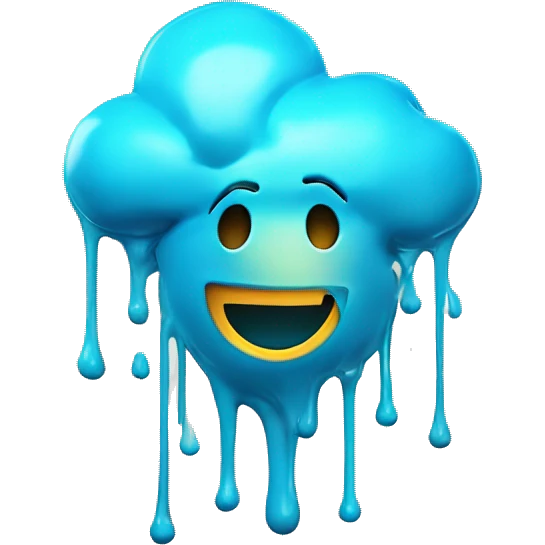 Glowing Cyan blue paint splash splatter drip emoji