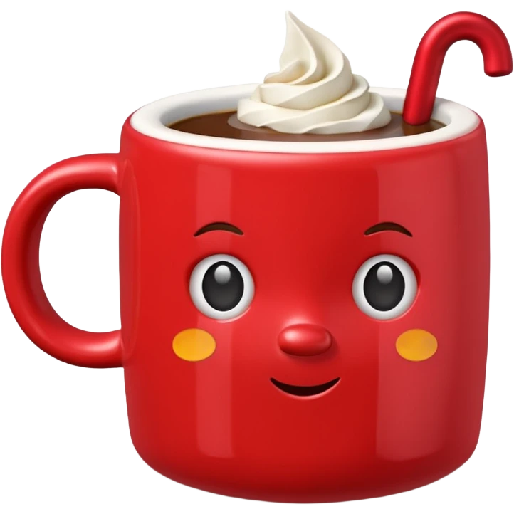 3D Red Coffee mug with realistic christmas embellishments emoji
