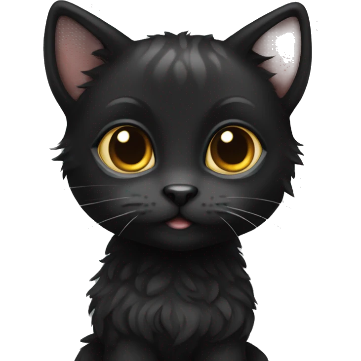 Black fur cat
Big eyes
Cute tail
Braided hair
Small ears emoji