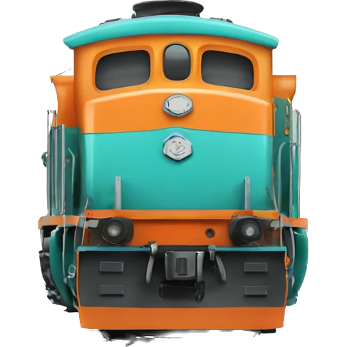 Locomotive a vapeur turquoise et orange  emoji