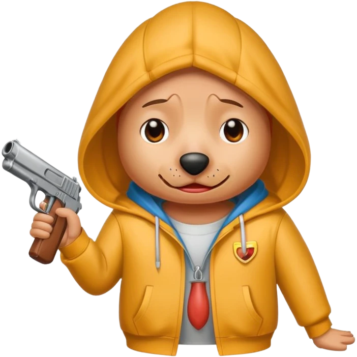 Hot dog with a hoodie with a gun to its head while crying emoji