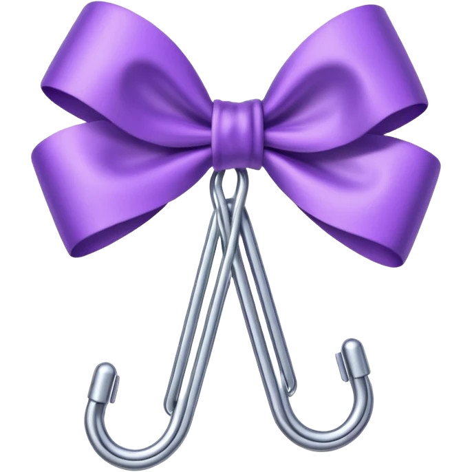 one silver paper clip with a purple bow in the middle emoji