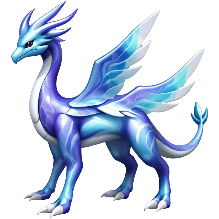 lugia-dialga-suicune-hybrid, marbled glass markings, full body emoji