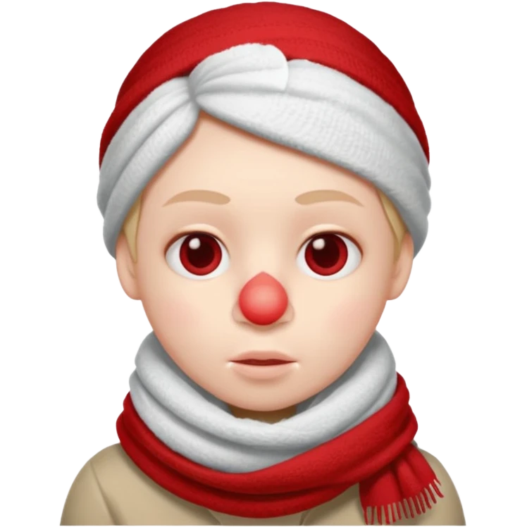 плюшеве личко, шарф до носа, температура, червоний ніс, хвороба emoji