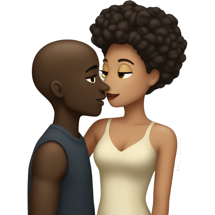 Brunette kissing a black man  emoji
