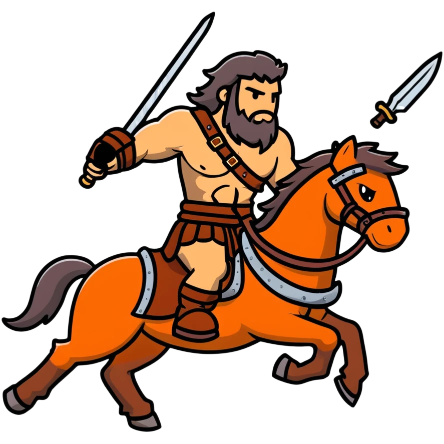 retro arcade barbarian warrior riding battle horse emoji