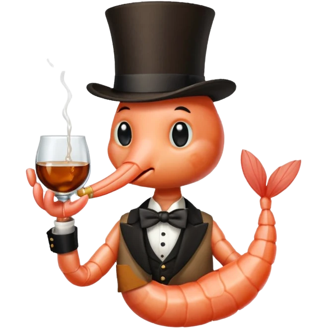 A SHRIMP DRINKING BOURBON, CLASSY emoji