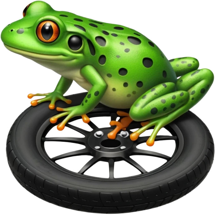 Frog head and legs but the body is a tire emoji