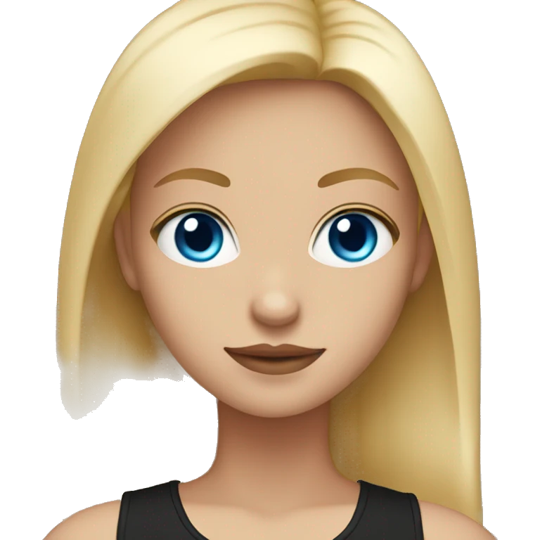 Girl with blue eyes and blonde straight hair with a black tank top  emoji