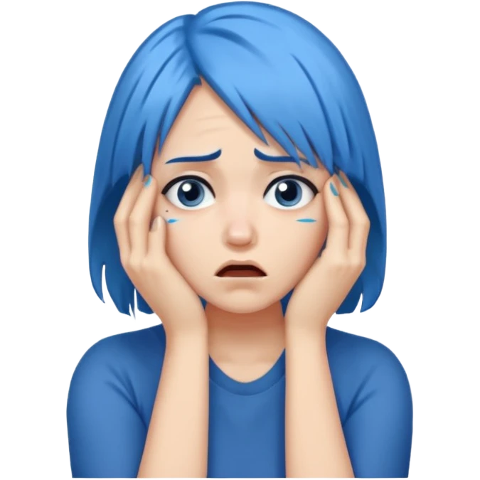 Facepalm woman with blue hair emoji
